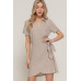 Button Down Side Bow Linen Effect Mini Dress