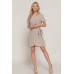 Button Down Side Bow Linen Effect Mini Dress