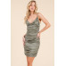 All Around Ruching Double Layered Open Back Dress