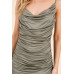 All Around Ruching Double Layered Open Back Dress