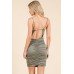 All Around Ruching Double Layered Open Back Dress