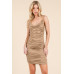 All Around Ruching Double Layered Open Back Dress