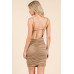 All Around Ruching Double Layered Open Back Dress