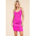 All Around Ruching Double Layered Open Back Dress