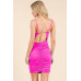 All Around Ruching Double Layered Open Back Dress
