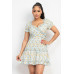 Ruffled Floral Puff Sleeve Dress