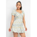 Ruffled Floral Puff Sleeve Dress