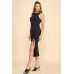 Arrow Sleeve Detail Rib Midi Dress
