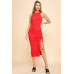 Arrow Sleeve Detail Rib Midi Dress