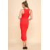 Arrow Sleeve Detail Rib Midi Dress