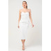 Thick Stretch Woven Sweetheart Neck Tube Midi Dress With Pocket Flap