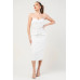 Thick Stretch Woven Sweetheart Neck Tube Midi Dress With Pocket Flap