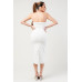 Thick Stretch Woven Sweetheart Neck Tube Midi Dress With Pocket Flap