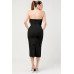 Thick Stretch Woven Sweetheart Neck Tube Midi Dress With Pocket Flap