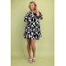Geometric Print Loose Fit Mini Dress With Gathered Balloon Sleeves