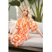 Geometric Print Loose Fit Mini Dress With Gathered Balloon Sleeves
