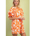 Geometric Print Loose Fit Mini Dress With Gathered Balloon Sleeves