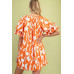 Geometric Print Loose Fit Mini Dress With Gathered Balloon Sleeves