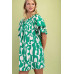 Geometric Print Loose Fit Mini Dress With Gathered Balloon Sleeves