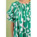 Geometric Print Loose Fit Mini Dress With Gathered Balloon Sleeves