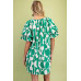 Geometric Print Loose Fit Mini Dress With Gathered Balloon Sleeves