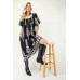Printed Midi Dress With Short Puff Sleeves