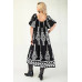 Printed Midi Dress With Short Puff Sleeves