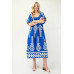 Printed Midi Dress With Short Puff Sleeves
