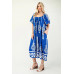 Printed Midi Dress With Short Puff Sleeves