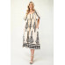 Printed Midi Dress With Short Puff Sleeves