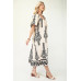 Printed Midi Dress With Short Puff Sleeves