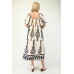 Printed Midi Dress With Short Puff Sleeves