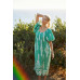 Printed Midi Dress With Short Puff Sleeves