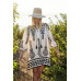 Printed 3/4 Sleeve Dress With Tassel Tie And Fringe Detail On Hem