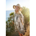 Printed 3/4 Sleeve Dress With Tassel Tie And Fringe Detail On Hem