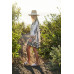 Printed 3/4 Sleeve Dress With Tassel Tie And Fringe Detail On Hem