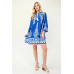 Printed 3/4 Sleeve Dress With Tassel Tie And Fringe Detail On Hem