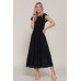 Ruffle Slv Smocked Solid Tired Dress