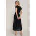 Ruffle Slv Smocked Solid Tired Dress