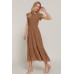 Ruffle Slv Smocked Solid Tired Dress