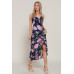 Floral Print Ruffle Slip Midi Dress