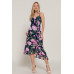 Floral Print Ruffle Slip Midi Dress