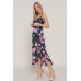 Floral Print Ruffle Slip Midi Dress