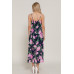 Floral Print Ruffle Slip Midi Dress