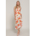 Floral Print Ruffle Slip Midi Dress