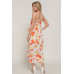 Floral Print Ruffle Slip Midi Dress