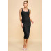 Scoop Neck Rib Linning Double Layered Tank Dress