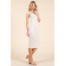 Cap Sleeve Shirred Printed Midi Dress W/ Side Slit