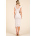 Cap Sleeve Shirred Printed Midi Dress W/ Side Slit