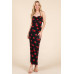 Sweet Heart Gathered Open Back Print Midi Dress